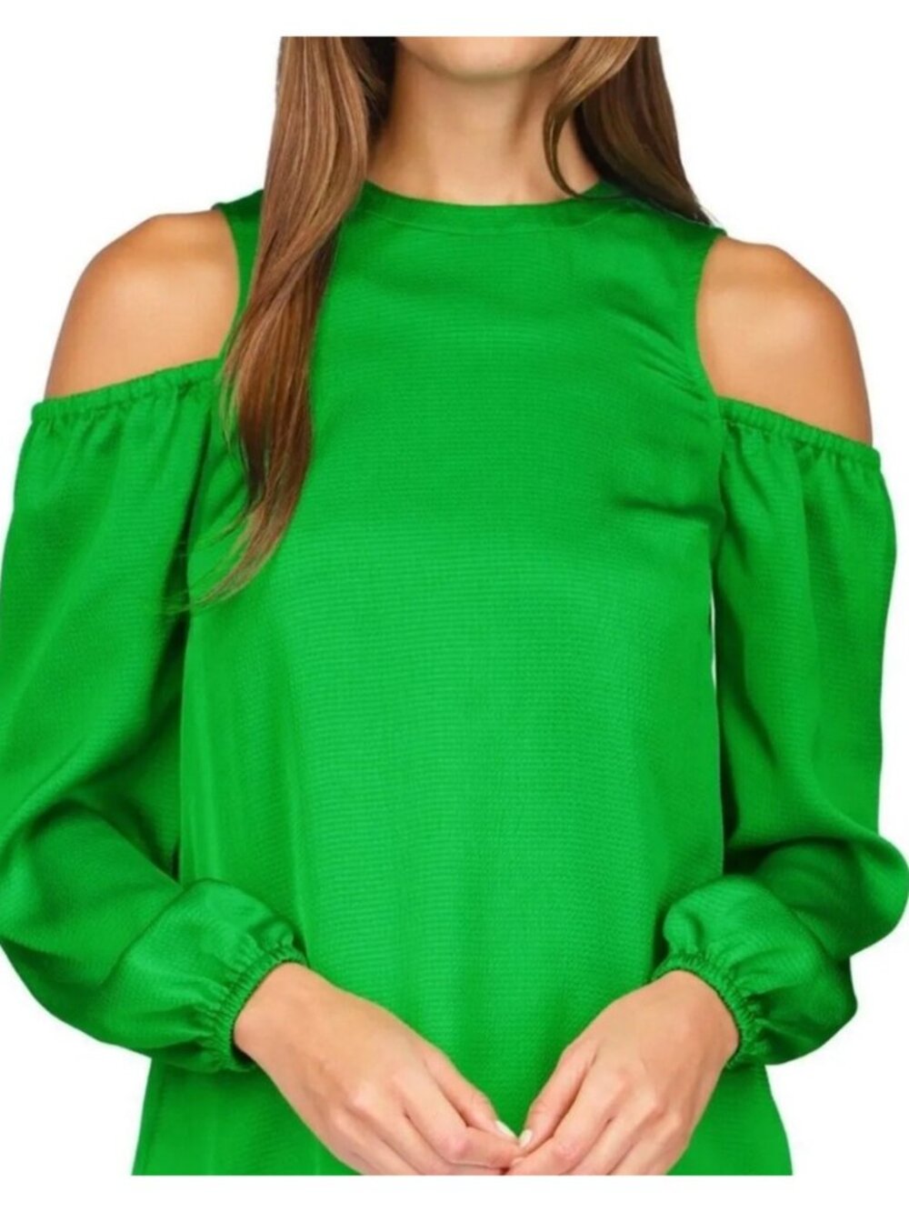 MICHAEL Michael Kors Spring Green Satin Cold-Shoulder Top Size XS NWT